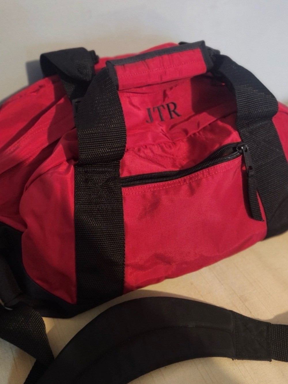 L.L. Bean Red and Black Duffel Bag - Compact Travel & Gym Bag